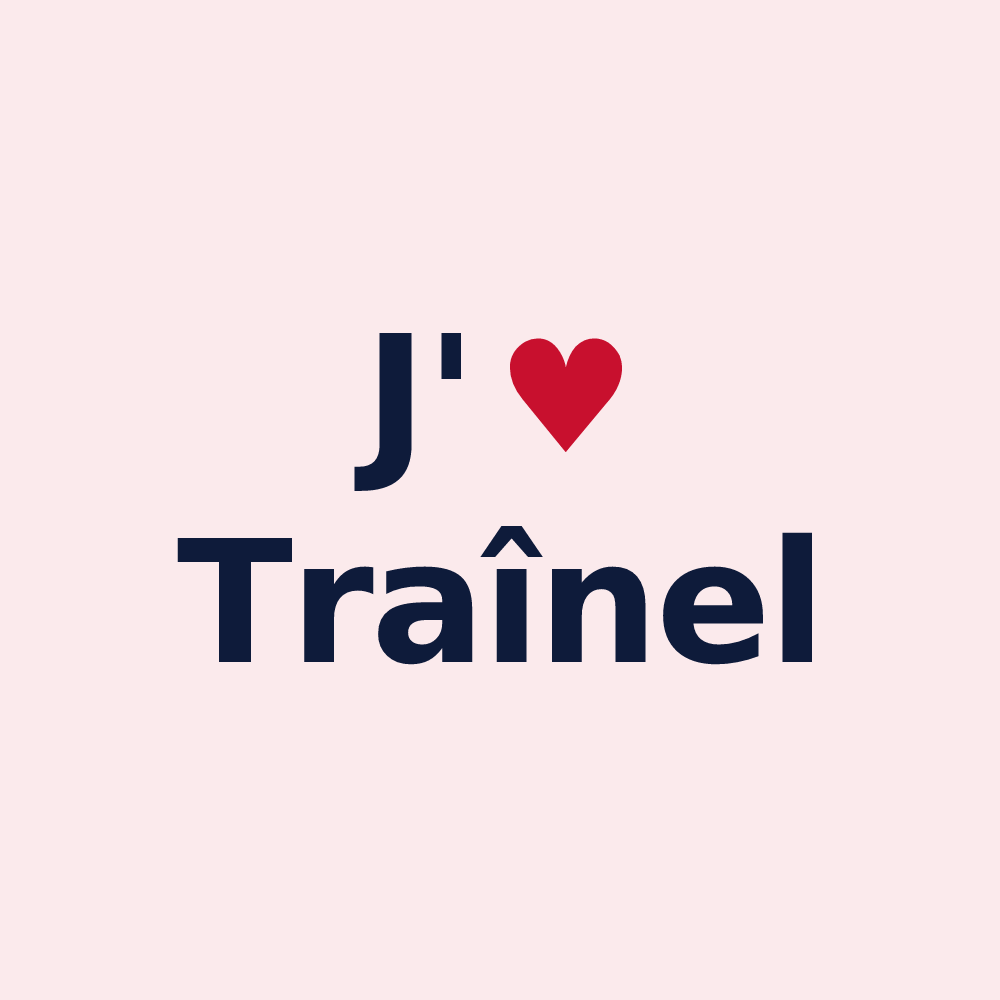 Magnet personnalisé Traînel — design « J'aime Traînel » imprimé sur le magnet