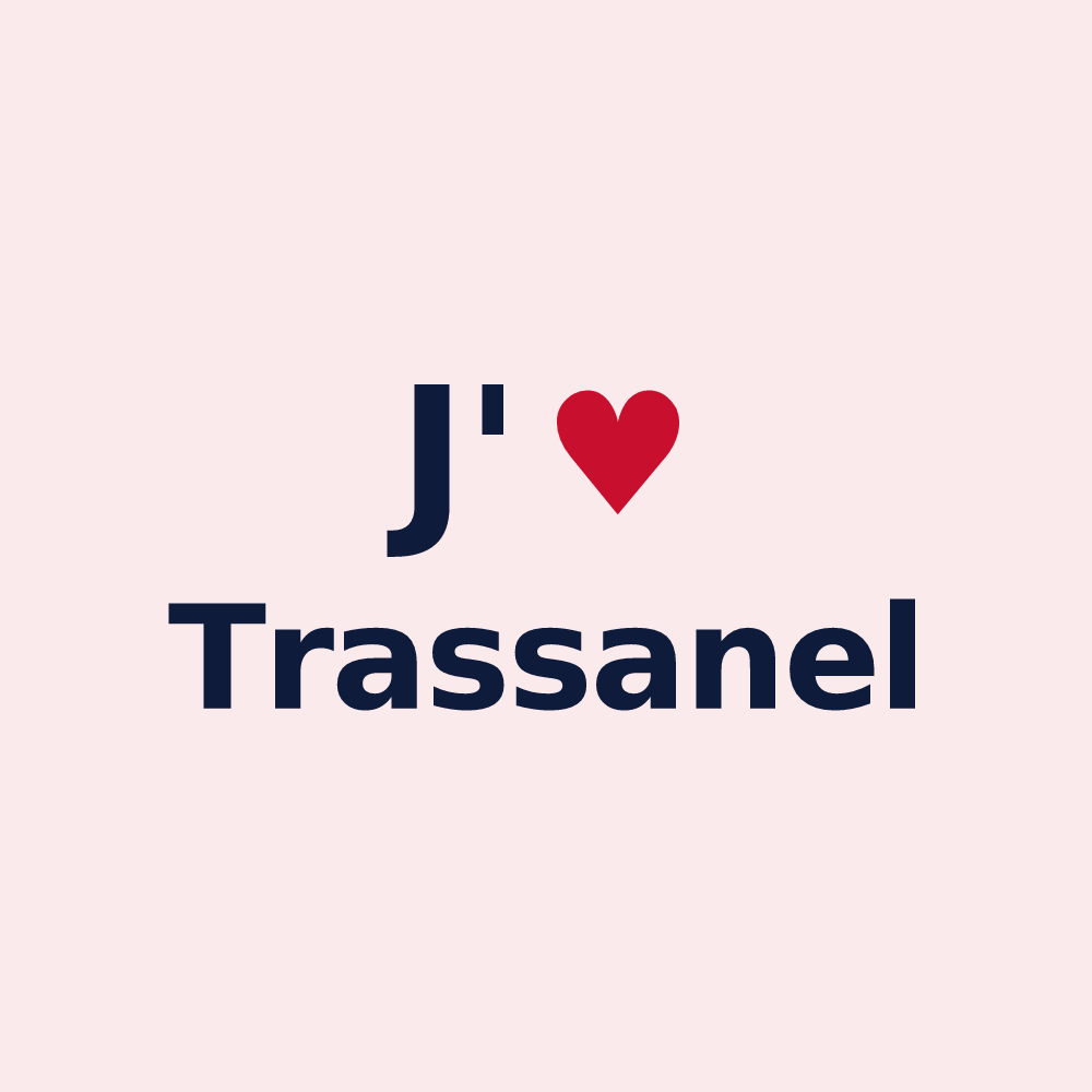 Magnet personnalisé Trassanel — design « J'aime Trassanel » imprimé sur le magnet