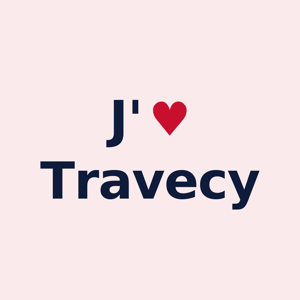 Magnet personnalisé Travecy — design « J'aime Travecy » imprimé sur le magnet