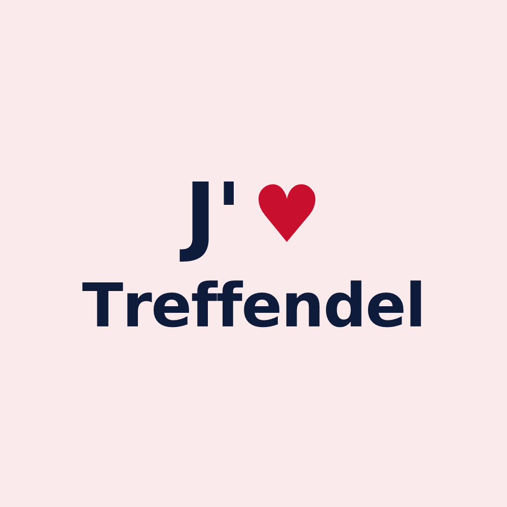 Magnet personnalisé Treffendel — design « J'aime Treffendel » imprimé sur le magnet