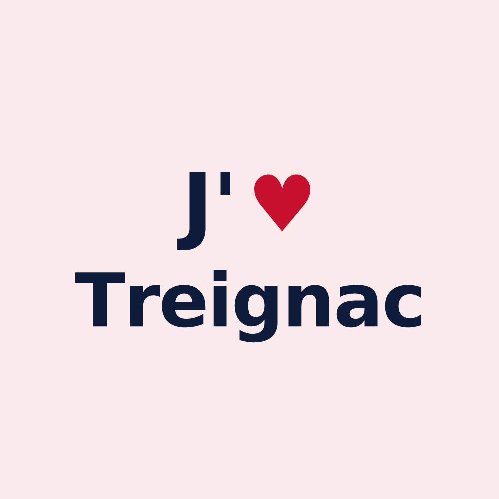 Magnet personnalisé Treignac — design J'aime Treignac