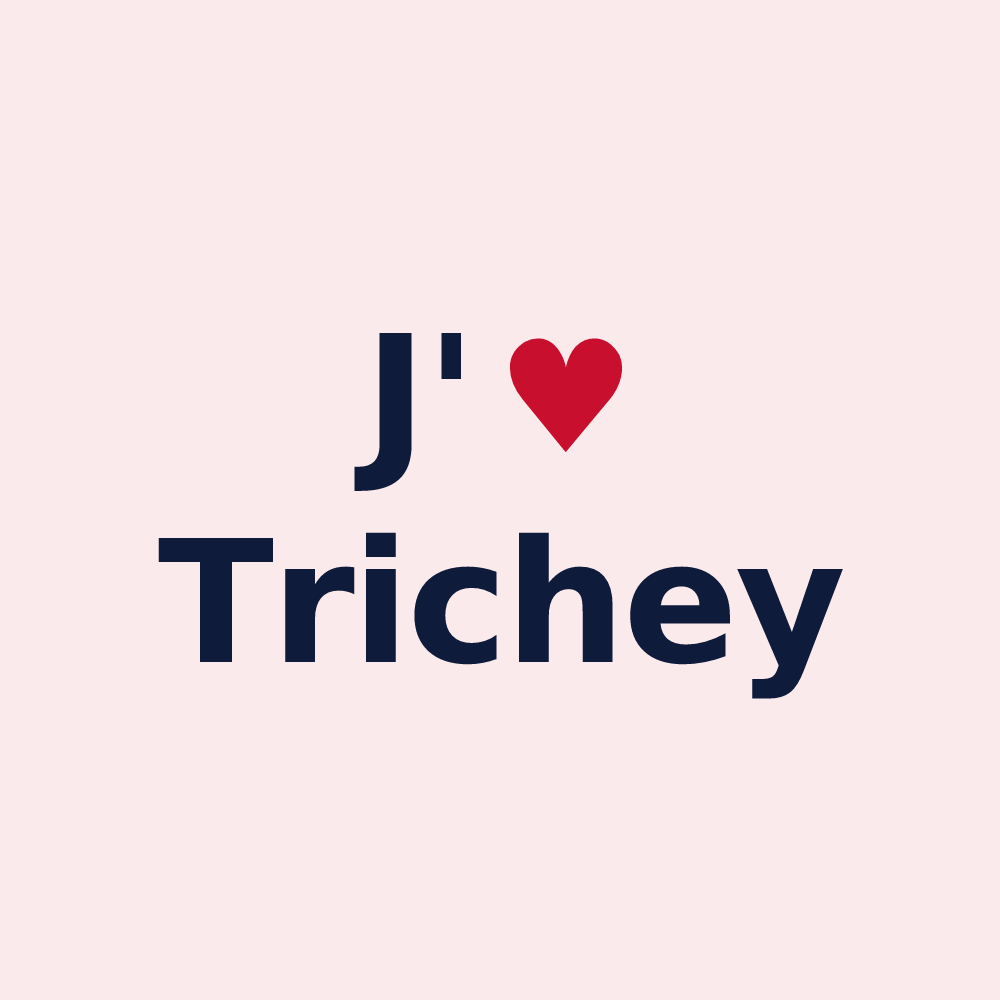 Magnet personnalisé Trichey — design « J'aime Trichey » imprimé sur le magnet
