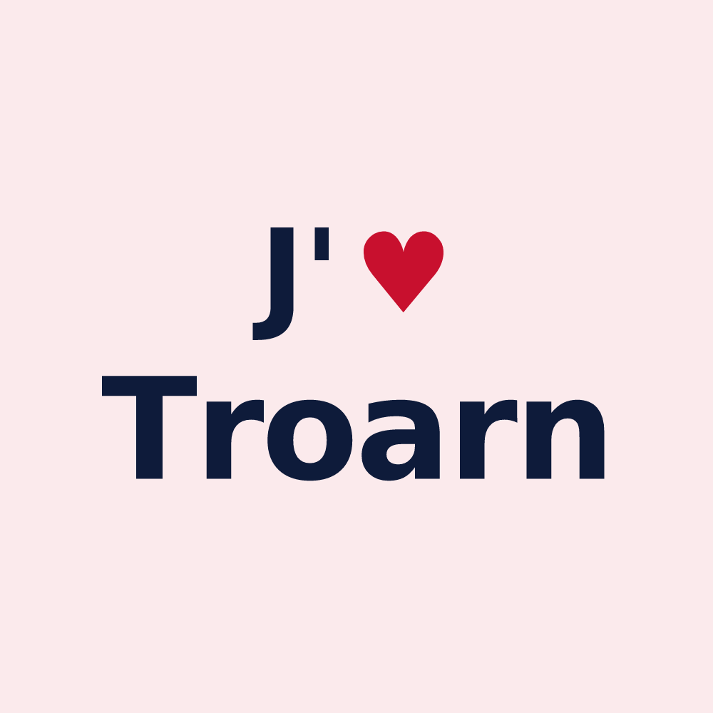 Magnet personnalisé Troarn — design « J'aime Troarn » imprimé sur le magnet