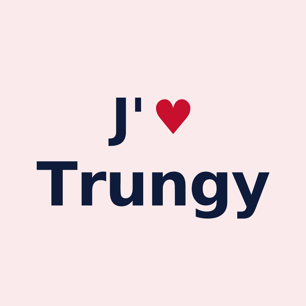 Magnet personnalisé Trungy — design « J'aime Trungy » imprimé sur le magnet