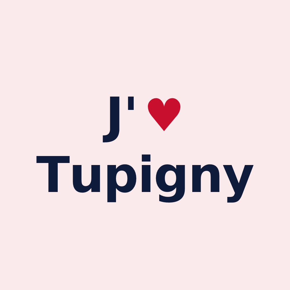 Magnet personnalisé Tupigny — design « J'aime Tupigny » imprimé sur le magnet