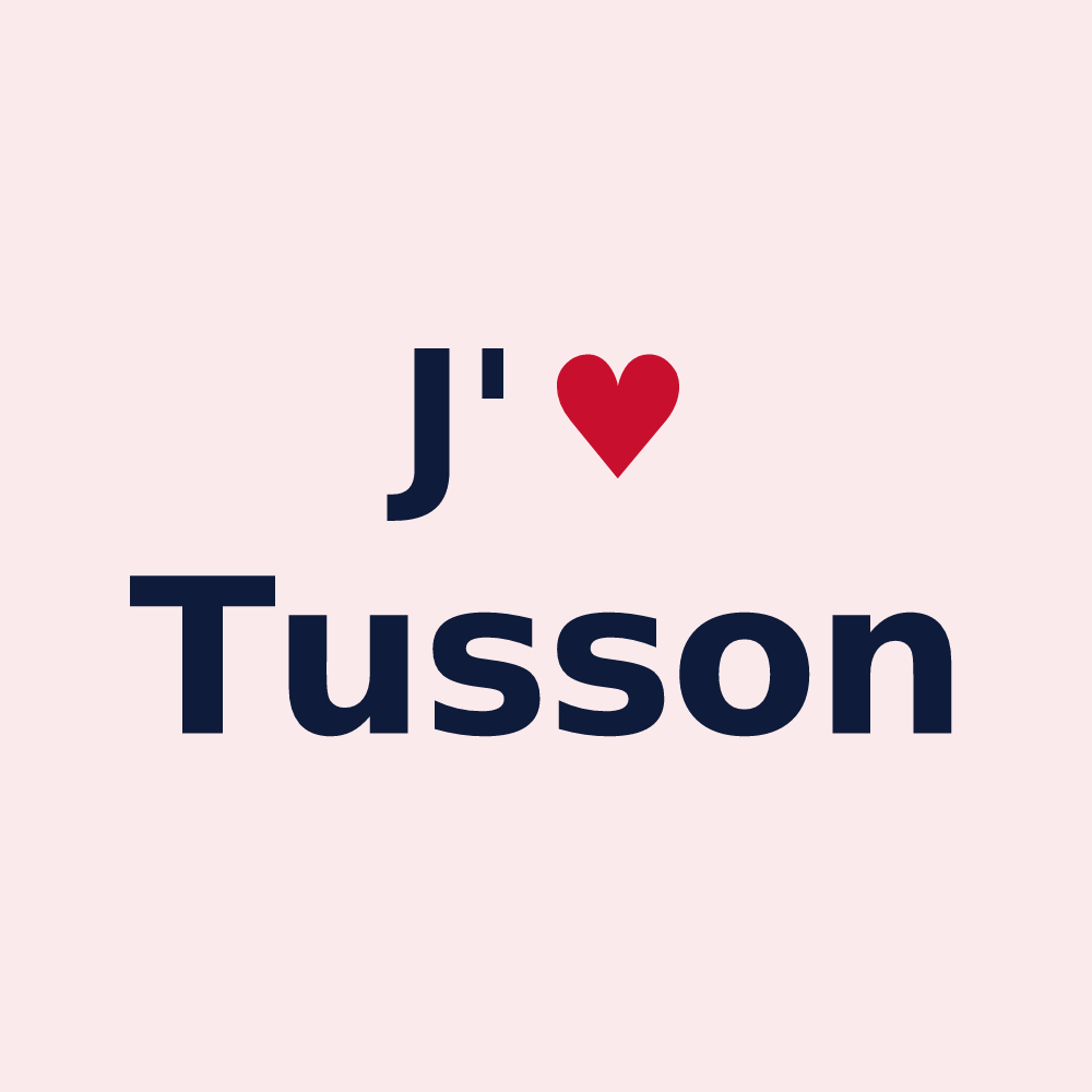 Magnet personnalisé Tusson — design « J'aime Tusson » imprimé sur le magnet