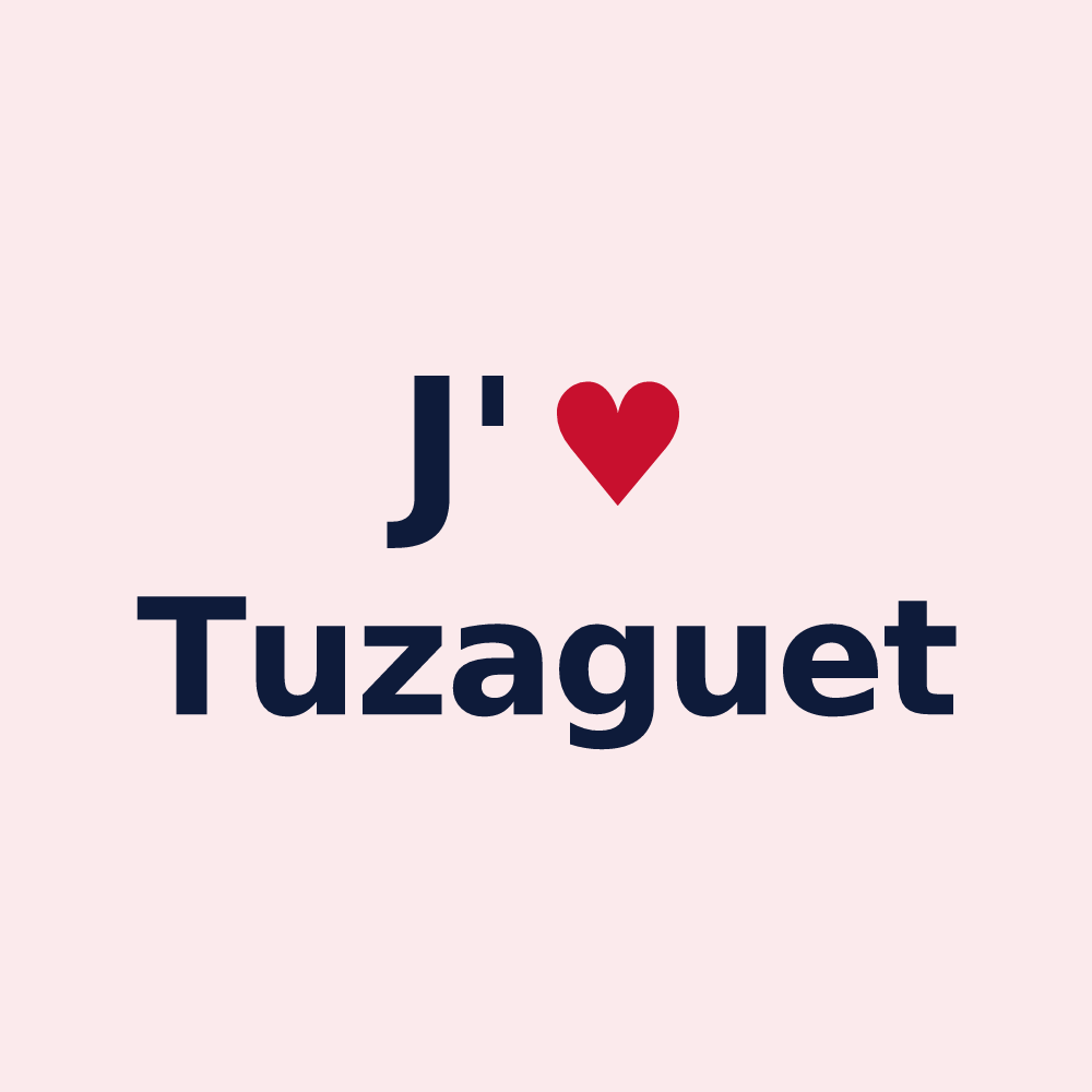 Magnet personnalisé Tuzaguet — design J'aime Tuzaguet
