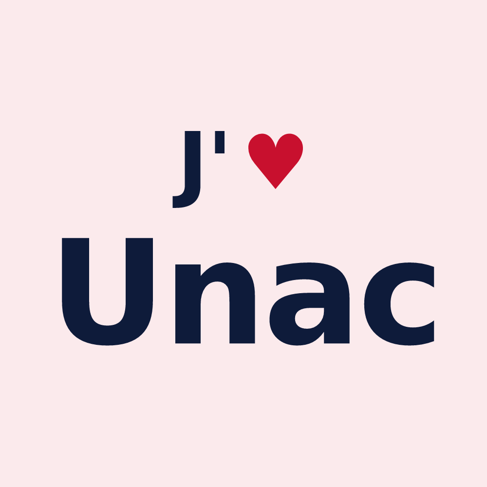 Magnet personnalisé Unac — design « J'aime Unac » imprimé sur le magnet