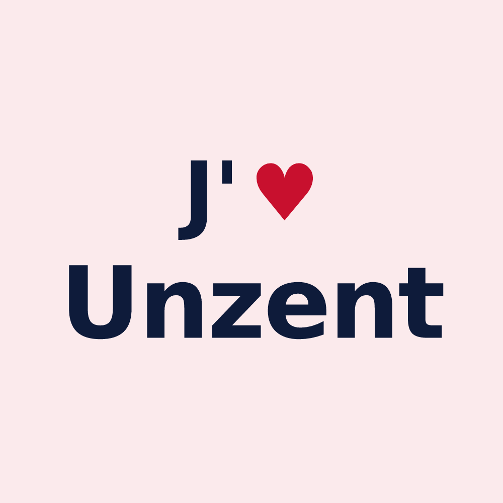 Magnet personnalisé Unzent — design « J'aime Unzent » imprimé sur le magnet