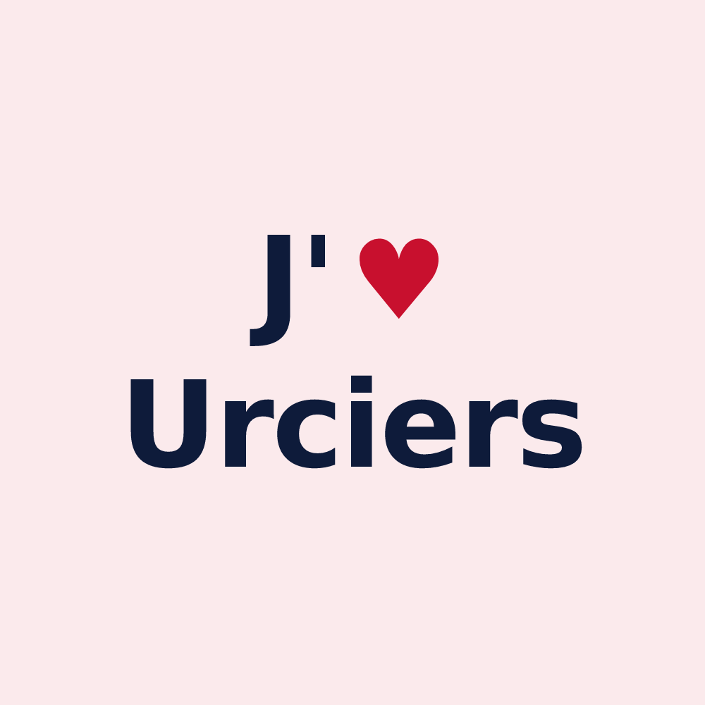 Magnet personnalisé Urciers — design « J'aime Urciers » imprimé sur le magnet