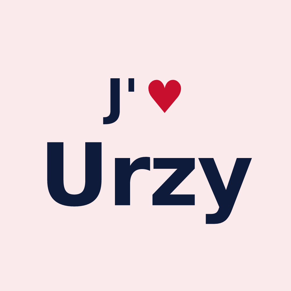 Magnet personnalisé Urzy — design « J'aime Urzy » imprimé sur le magnet