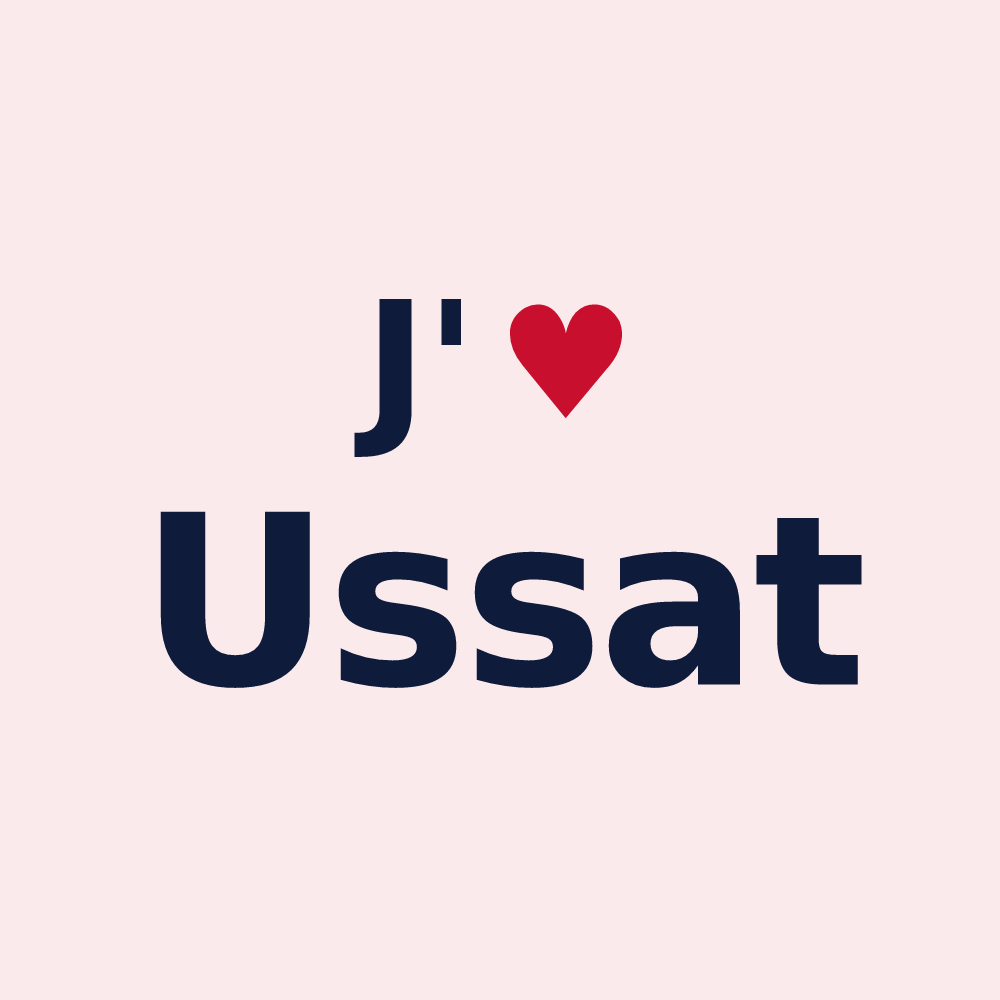 Magnet personnalisé Ussat — design « J'aime Ussat » imprimé sur le magnet