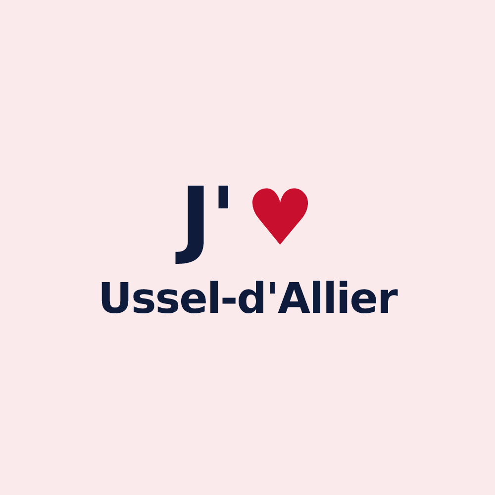 Magnet personnalisé Ussel-d'Allier — design J'aime Ussel-d'Allier