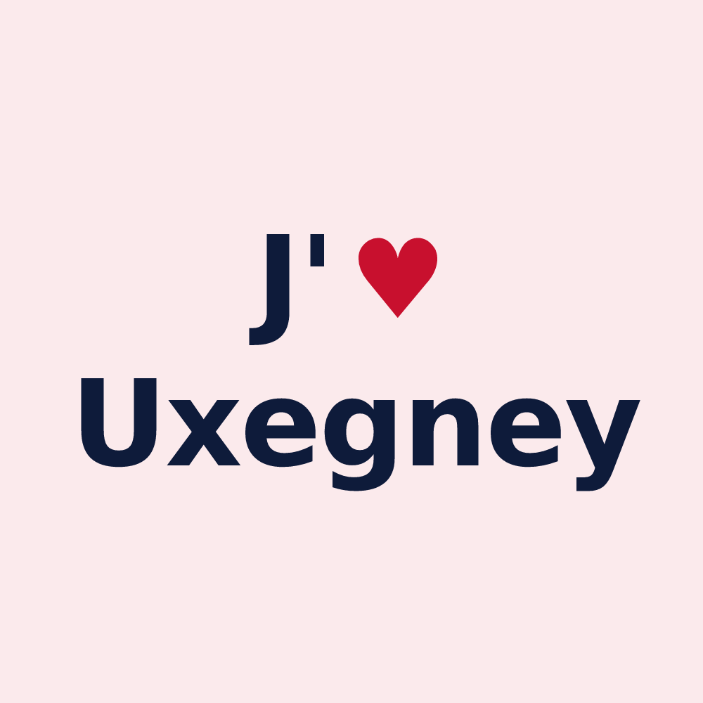 Magnet personnalisé Uxegney — design « J'aime Uxegney » imprimé sur le magnet