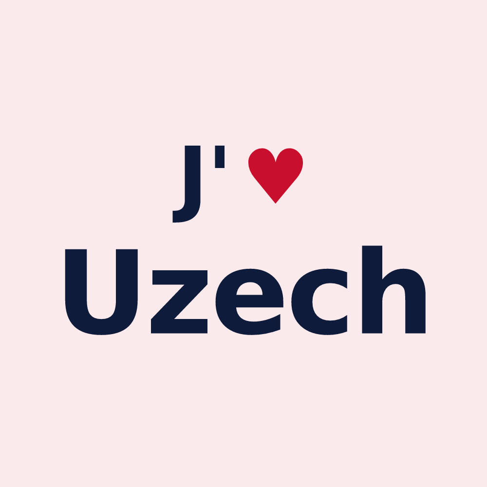Magnet personnalisé Uzech — design « J'aime Uzech » imprimé sur le magnet