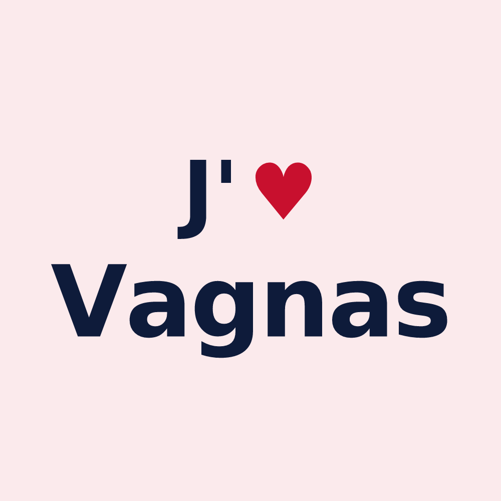 Magnet personnalisé Vagnas — design « J'aime Vagnas » imprimé sur le magnet