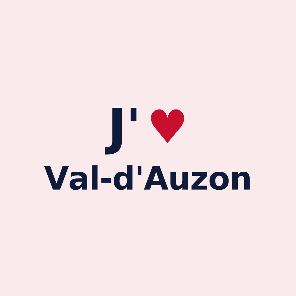 Magnet personnalisé Val-d'Auzon — design « J'aime Val-d'Auzon » imprimé sur le magnet