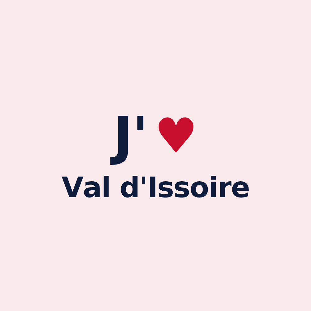 Magnet personnalisé Val d'Issoire — design « J'aime Val d'Issoire » imprimé sur le magnet