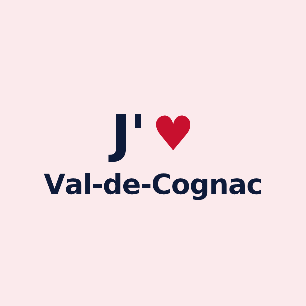 Magnet personnalisé Val-de-Cognac — design J'aime Val-de-Cognac