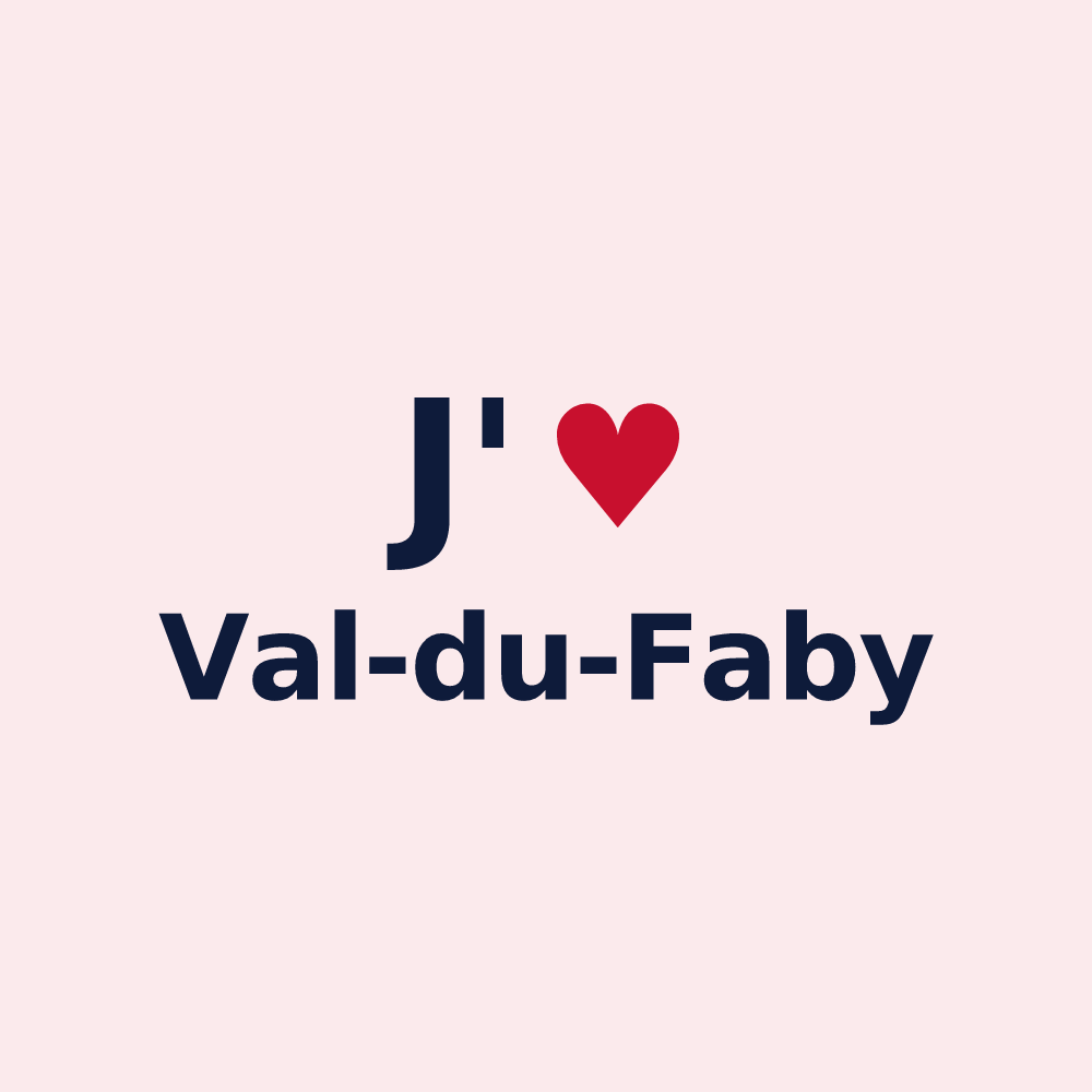 Magnet personnalisé Val-du-Faby — design « J'aime Val-du-Faby » imprimé sur le magnet
