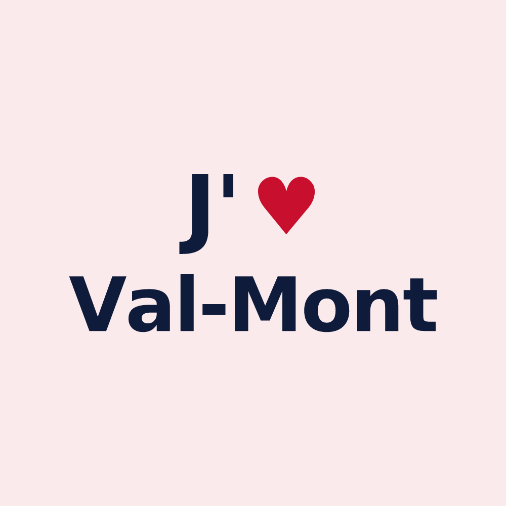 Magnet personnalisé Val-Mont — design J'aime Val-Mont