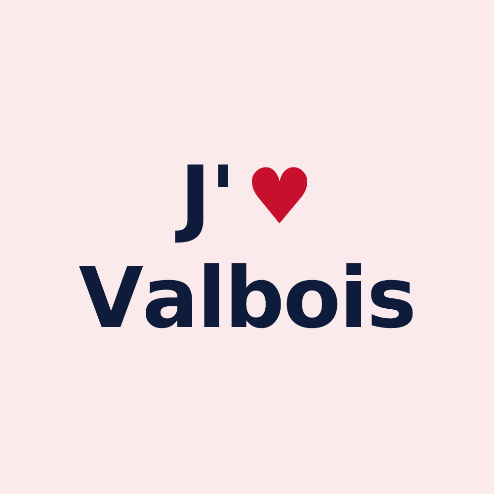 Magnet personnalisé Valbois — design J'aime Valbois