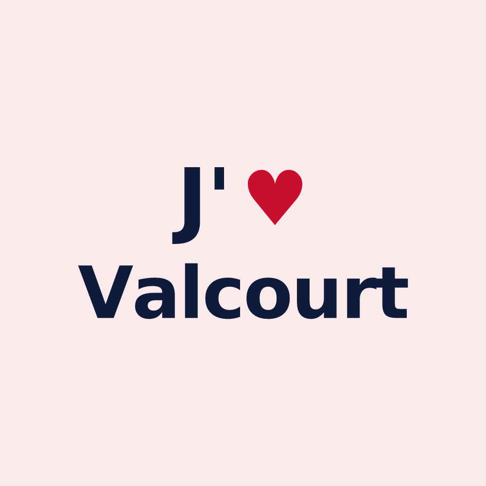 Magnet personnalisé Valcourt — design « J'aime Valcourt » imprimé sur le magnet