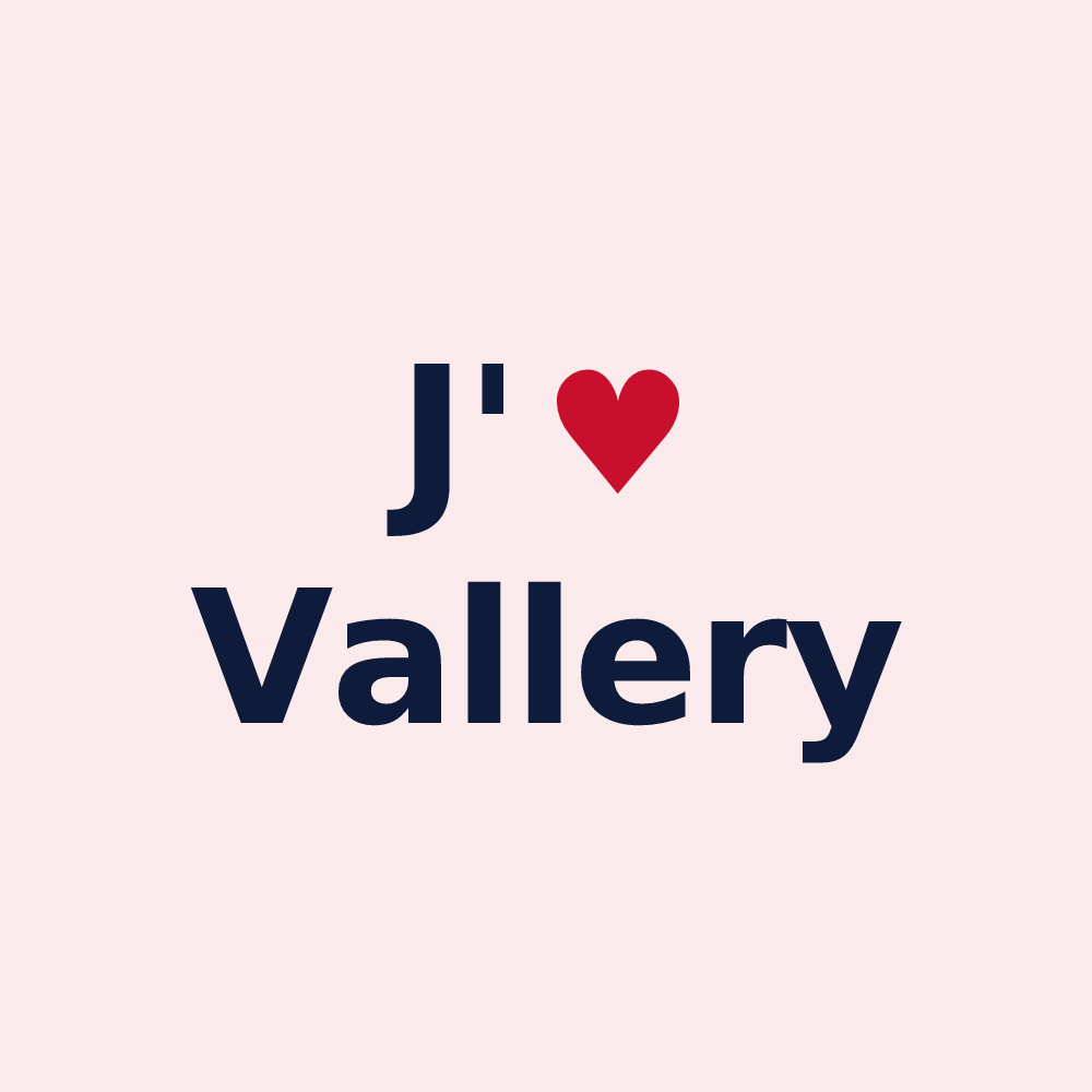 Magnet personnalisé Vallery — design « J'aime Vallery » imprimé sur le magnet