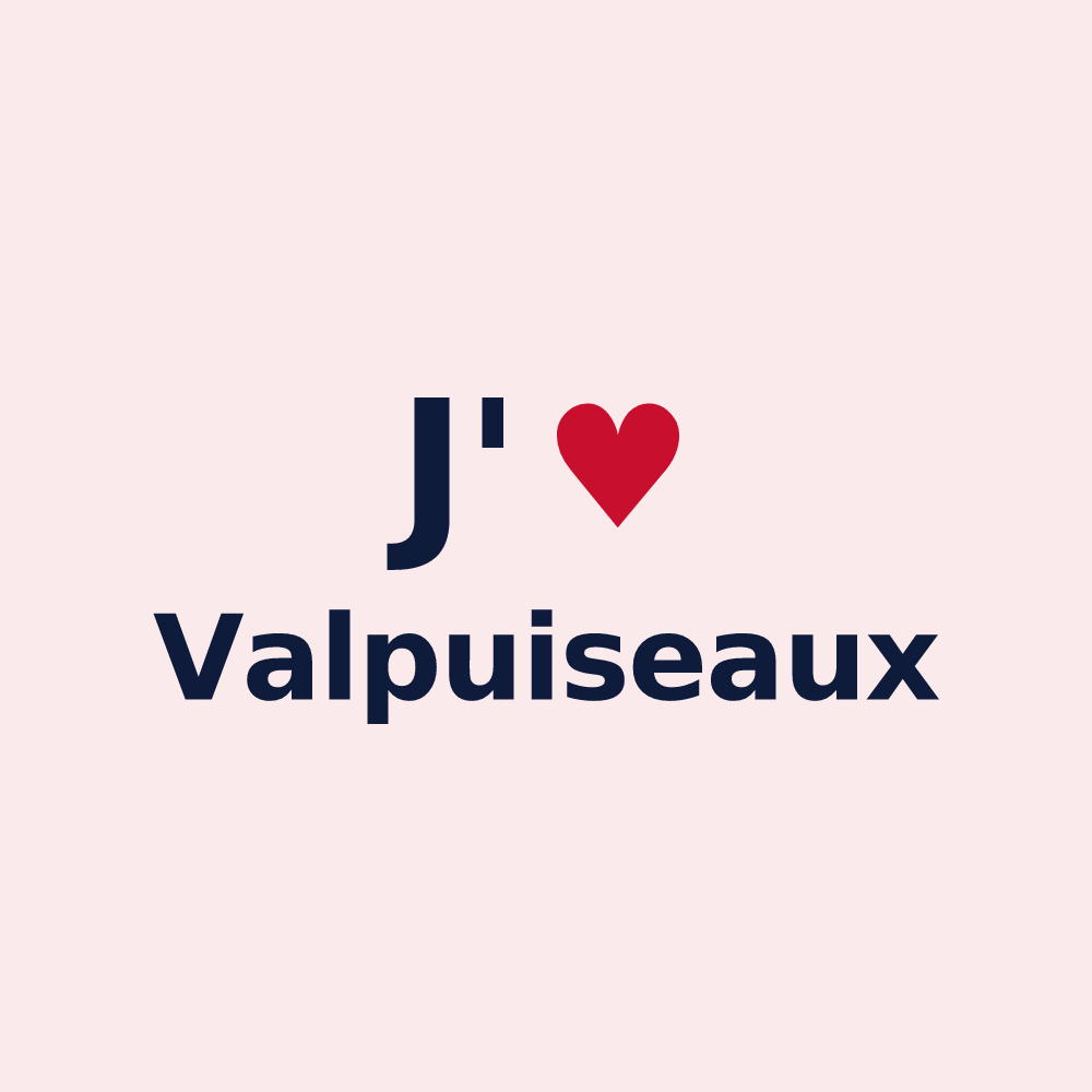 Magnet personnalisé Valpuiseaux — design « J'aime Valpuiseaux » imprimé sur le magnet