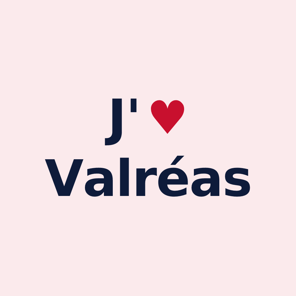 Magnet personnalisé Valréas — design J'aime Valréas
