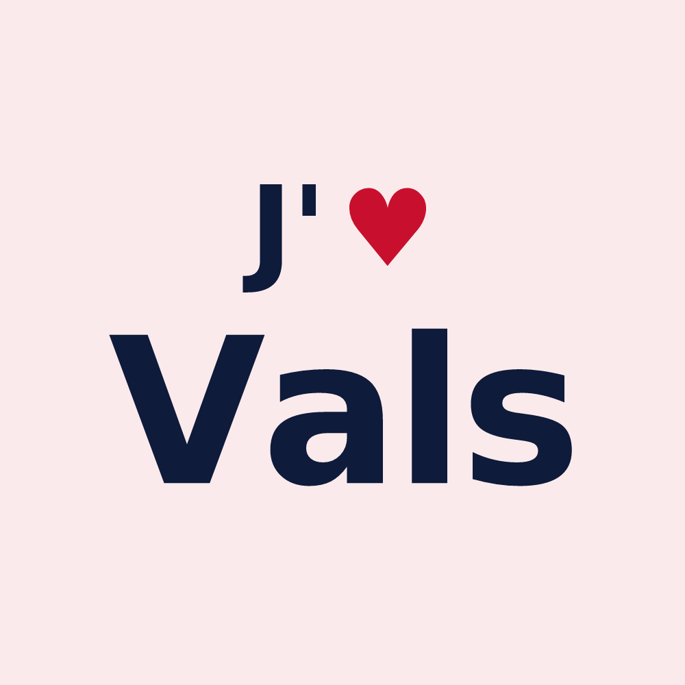 Magnet personnalisé Vals — design « J'aime Vals » imprimé sur le magnet