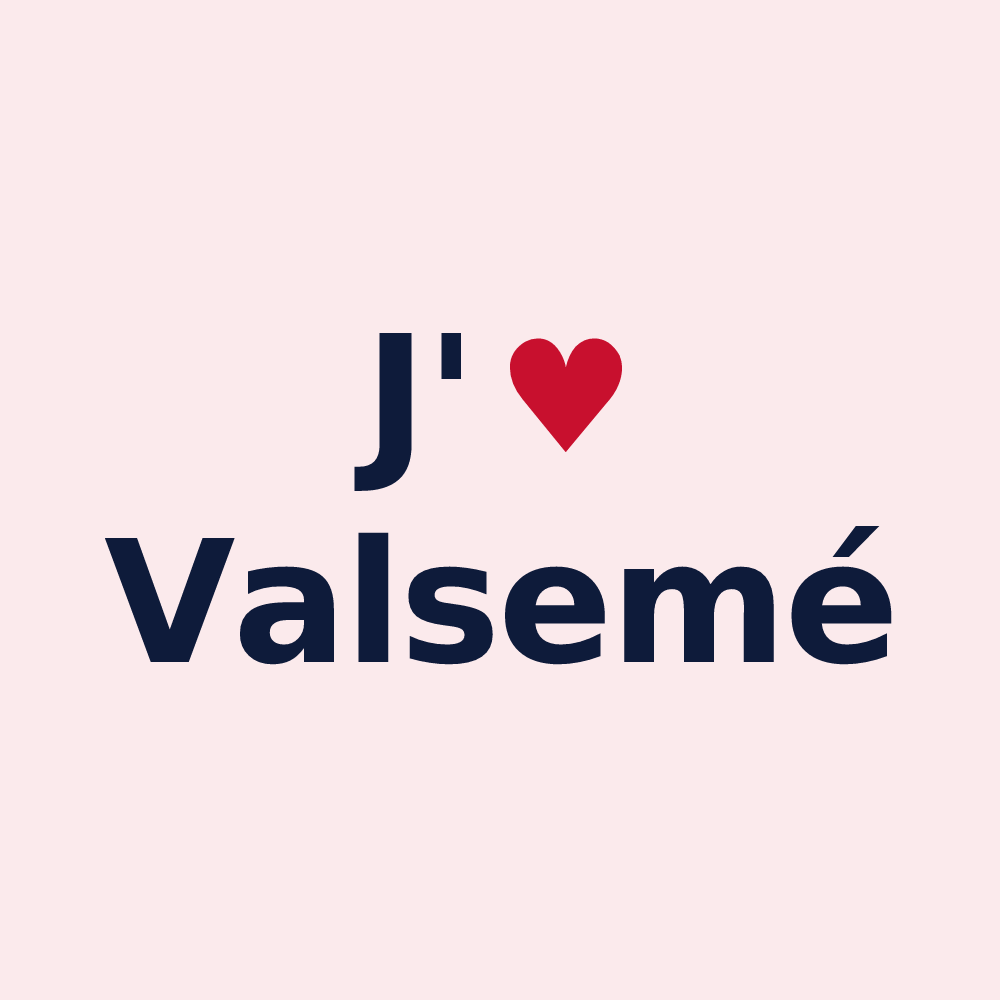 Magnet personnalisé Valsemé — design « J'aime Valsemé » imprimé sur le magnet