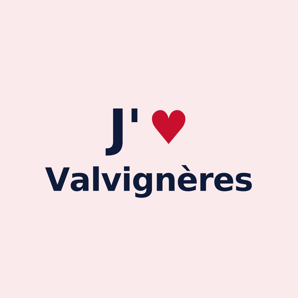 Magnet personnalisé Valvignères — design « J'aime Valvignères » imprimé sur le magnet