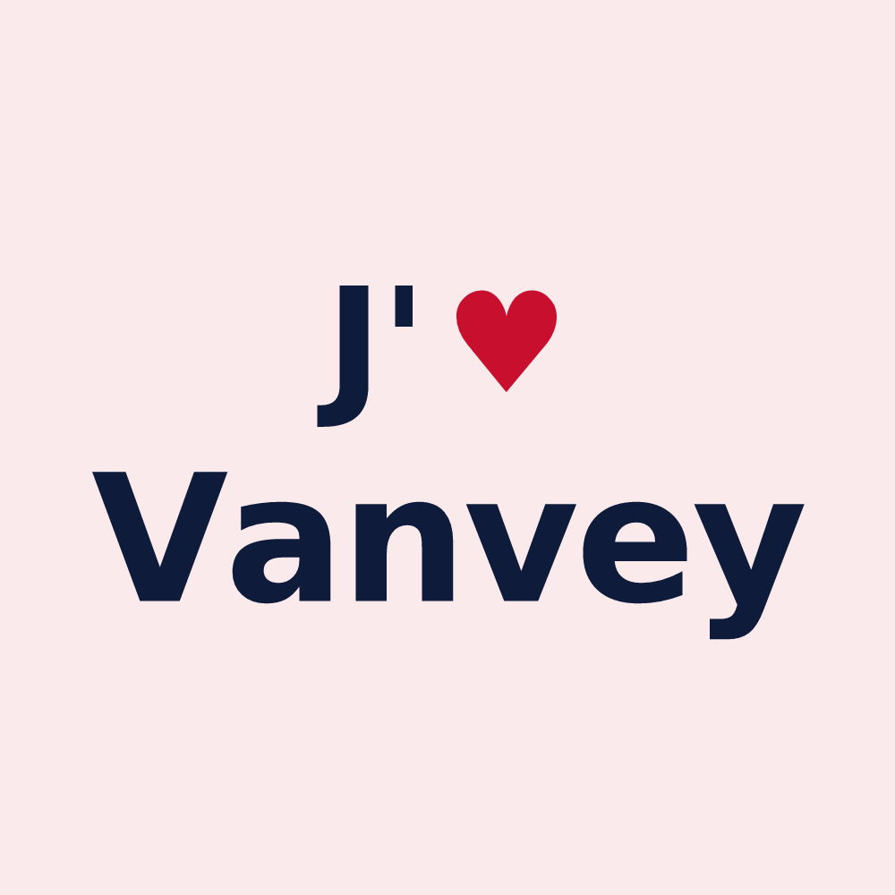 Magnet personnalisé Vanvey — design « J'aime Vanvey » imprimé sur le magnet