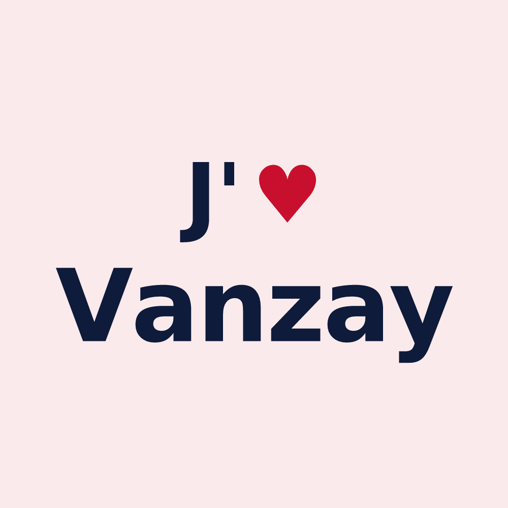 Magnet personnalisé Vanzay — design « J'aime Vanzay » imprimé sur le magnet