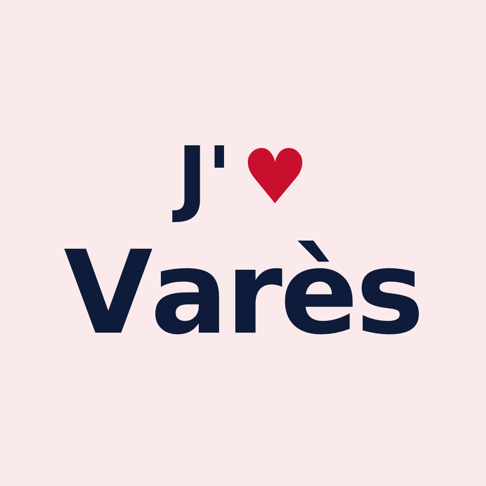 Magnet personnalisé Varès — design « J'aime Varès » imprimé sur le magnet
