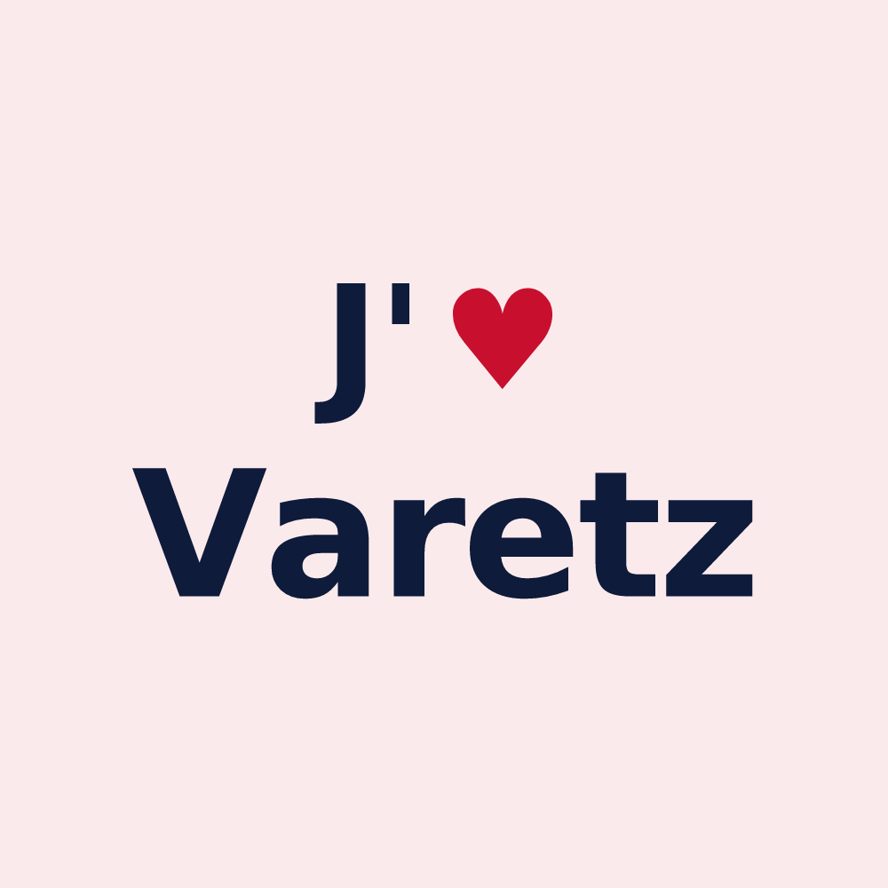 Magnet personnalisé Varetz — design « J'aime Varetz » imprimé sur le magnet