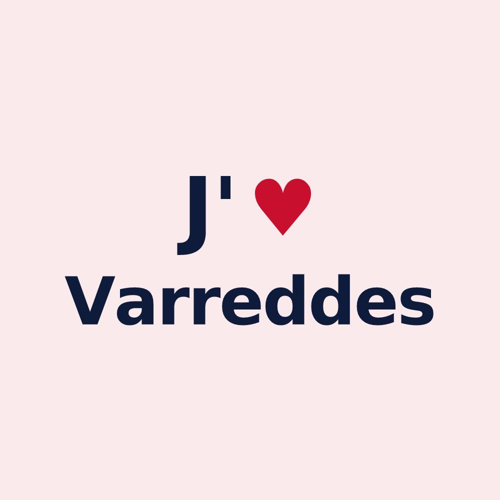 Magnet personnalisé Varreddes — design « J'aime Varreddes » imprimé sur le magnet