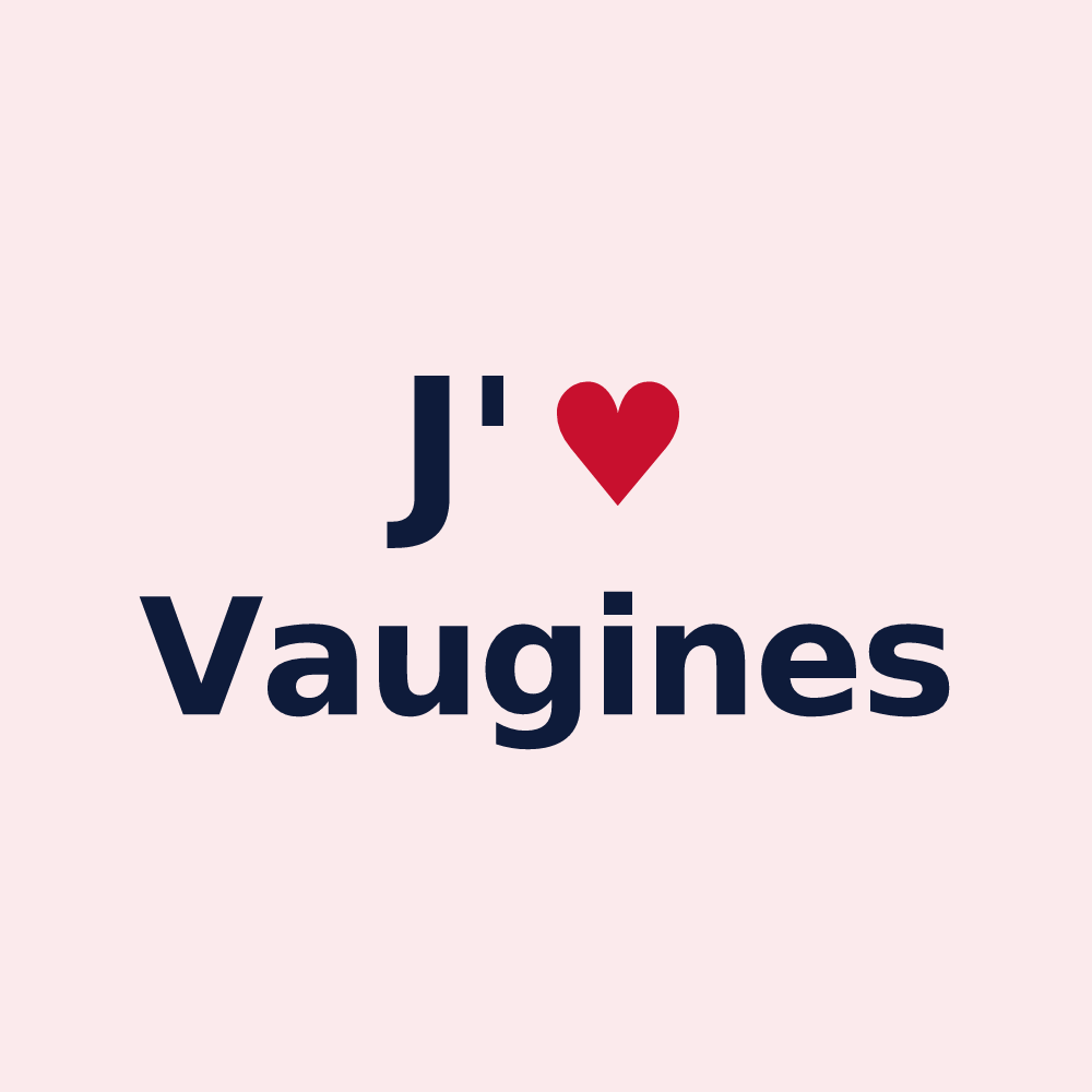 Magnet personnalisé Vaugines — design « J'aime Vaugines » imprimé sur le magnet