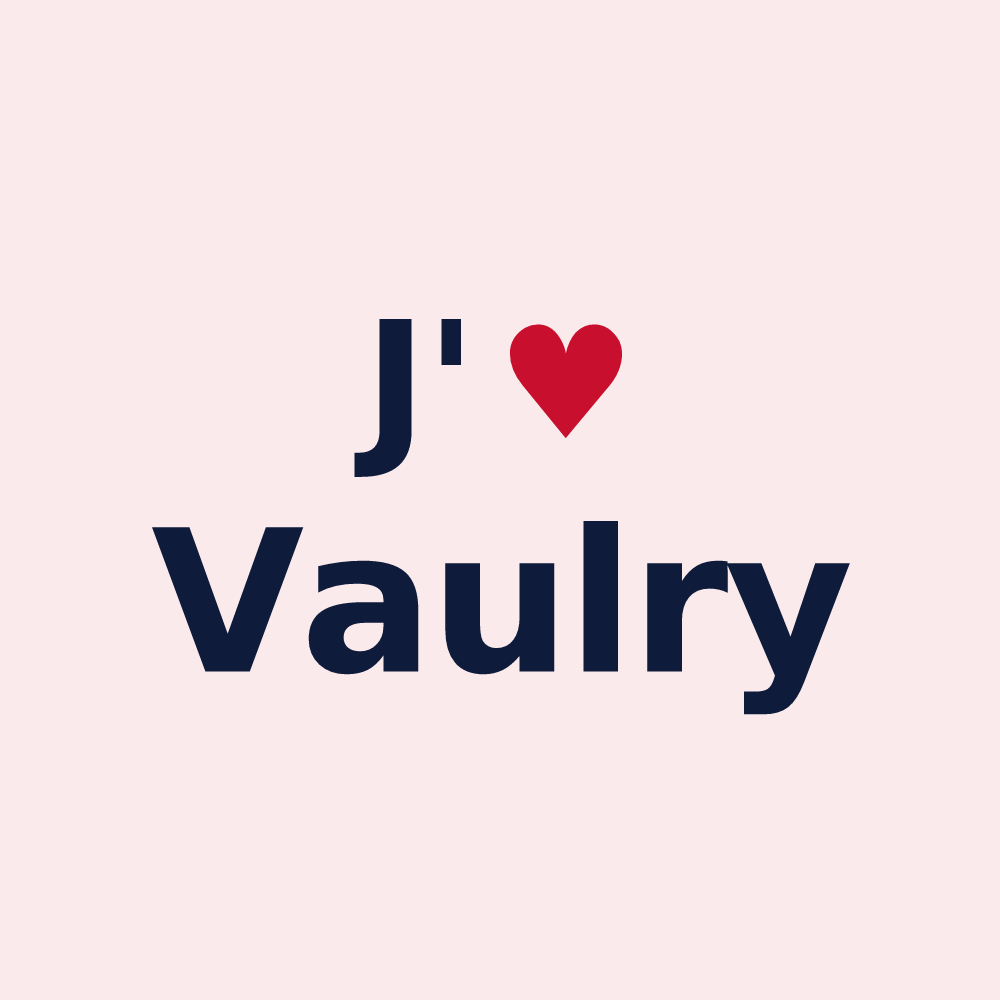 Magnet personnalisé Vaulry — design « J'aime Vaulry » imprimé sur le magnet