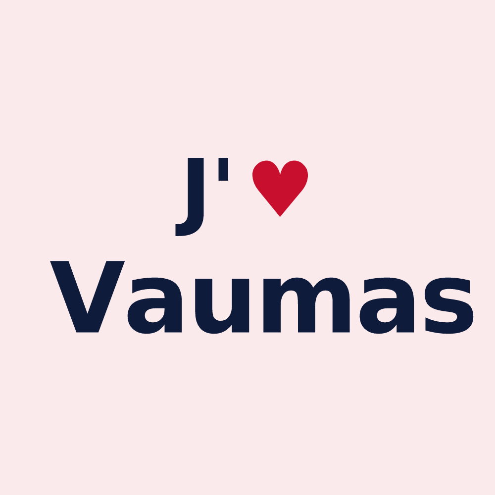 Magnet personnalisé Vaumas — design « J'aime Vaumas » imprimé sur le magnet
