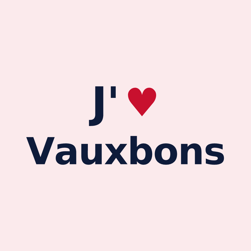 Magnet personnalisé Vauxbons — design « J'aime Vauxbons » imprimé sur le magnet