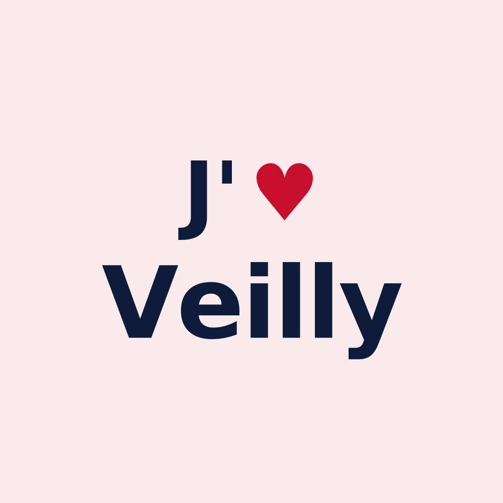 Magnet personnalisé Veilly — design « J'aime Veilly » imprimé sur le magnet