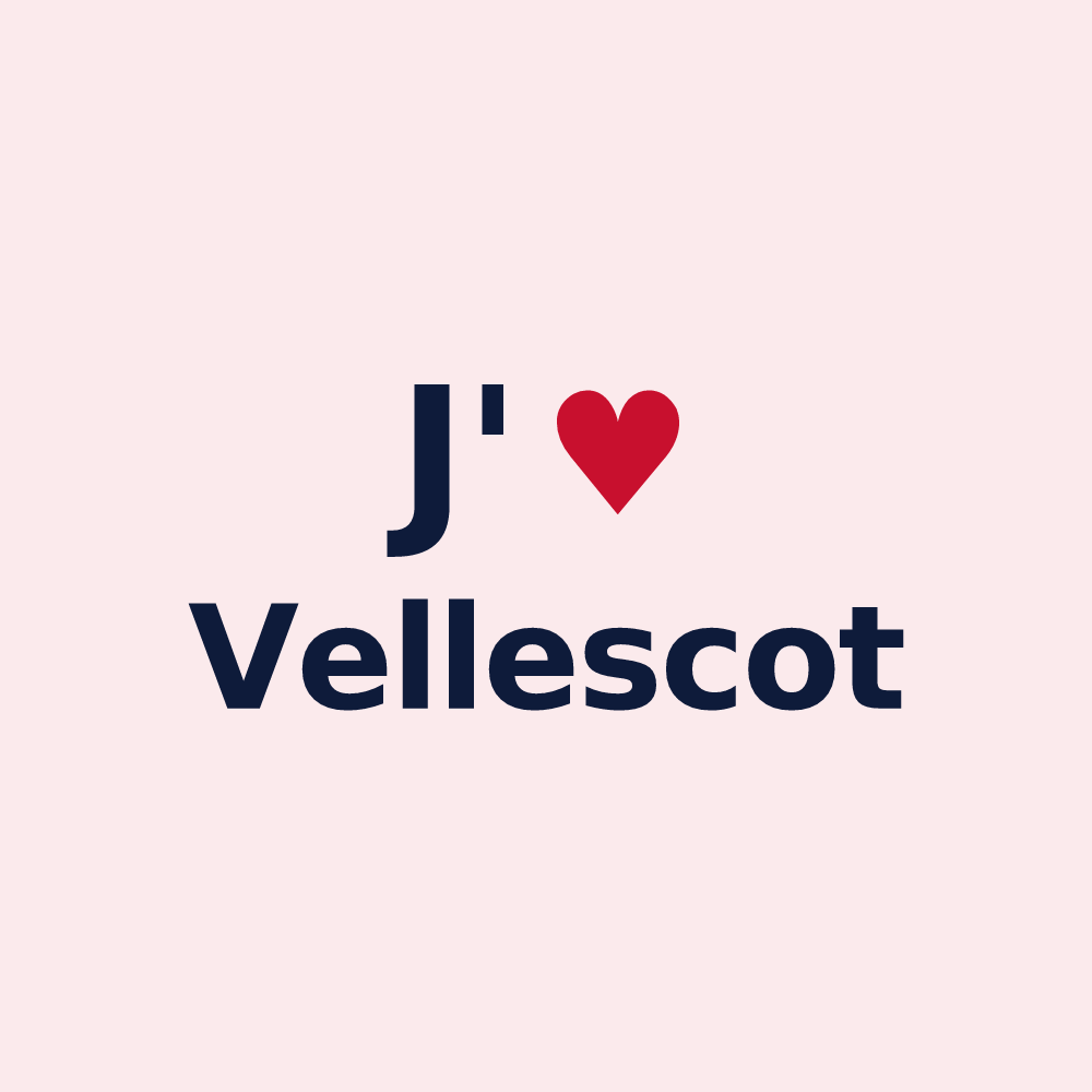 Magnet personnalisé Vellescot — design « J'aime Vellescot » imprimé sur le magnet