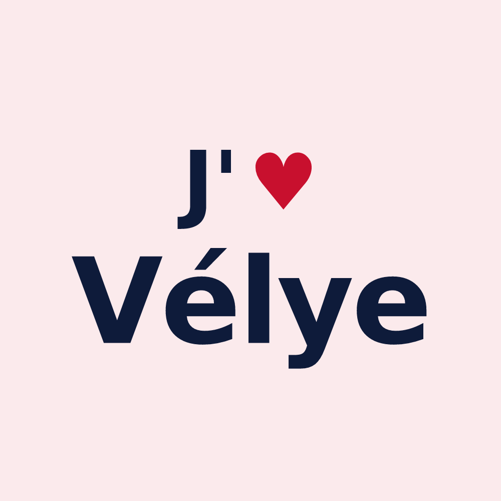 Magnet personnalisé Vélye — design J'aime Vélye