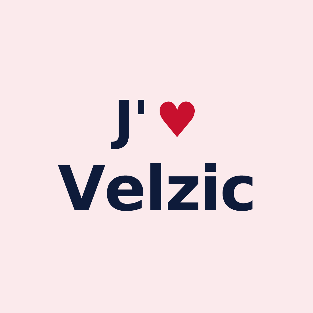 Magnet personnalisé Velzic — design J'aime Velzic