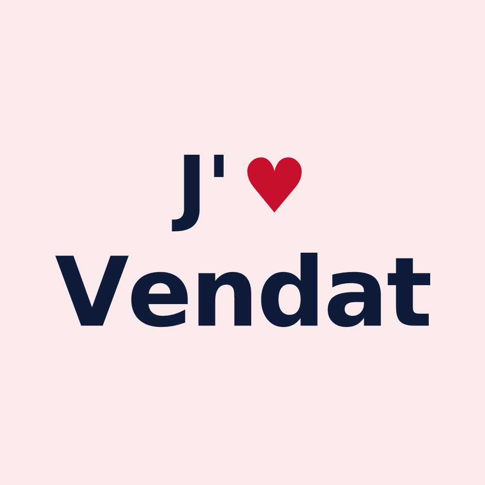 Magnet personnalisé Vendat — design J'aime Vendat