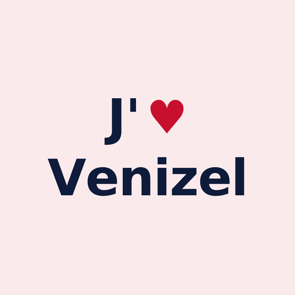 Magnet personnalisé Venizel — design « J'aime Venizel » imprimé sur le magnet