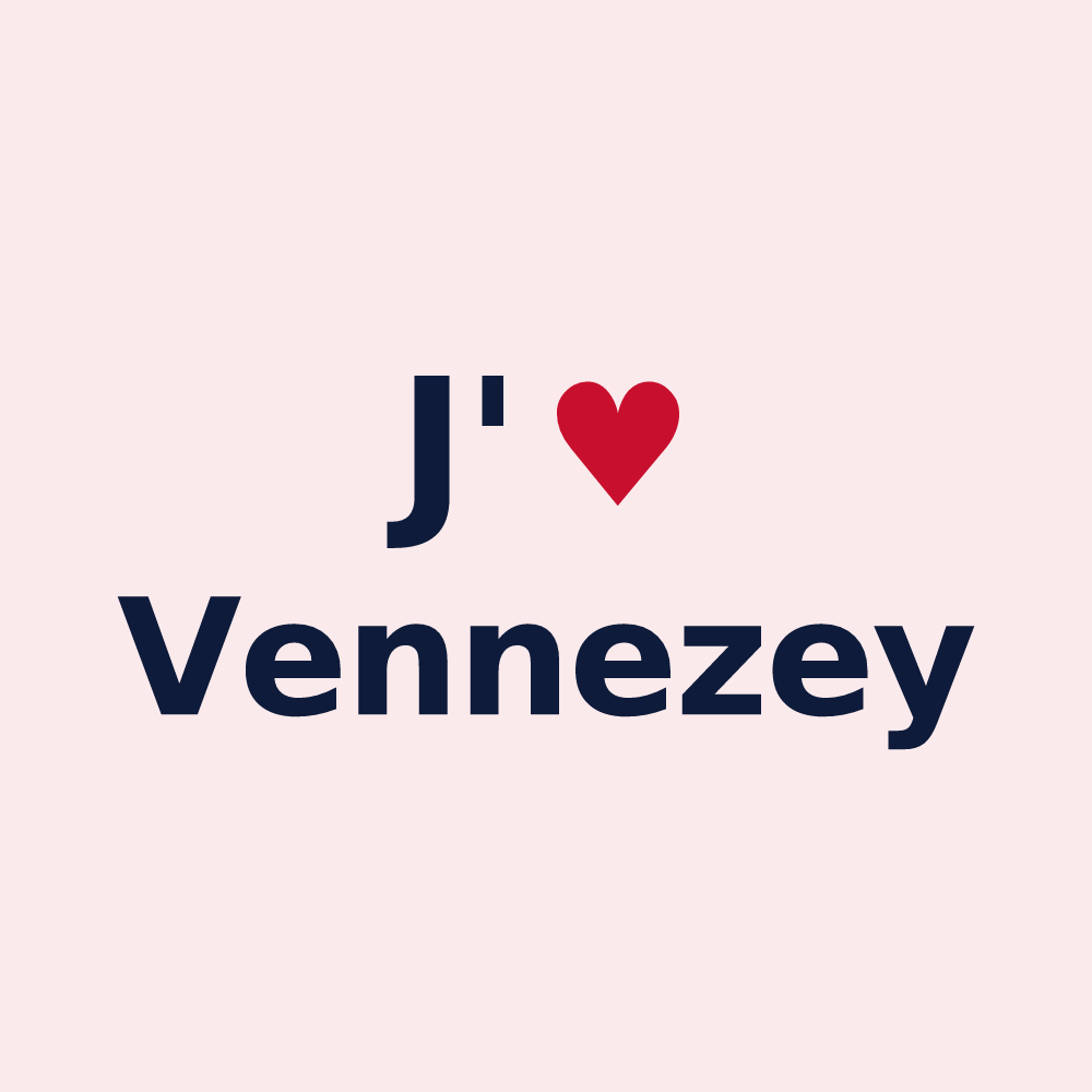 Magnet personnalisé Vennezey — design « J'aime Vennezey » imprimé sur le magnet