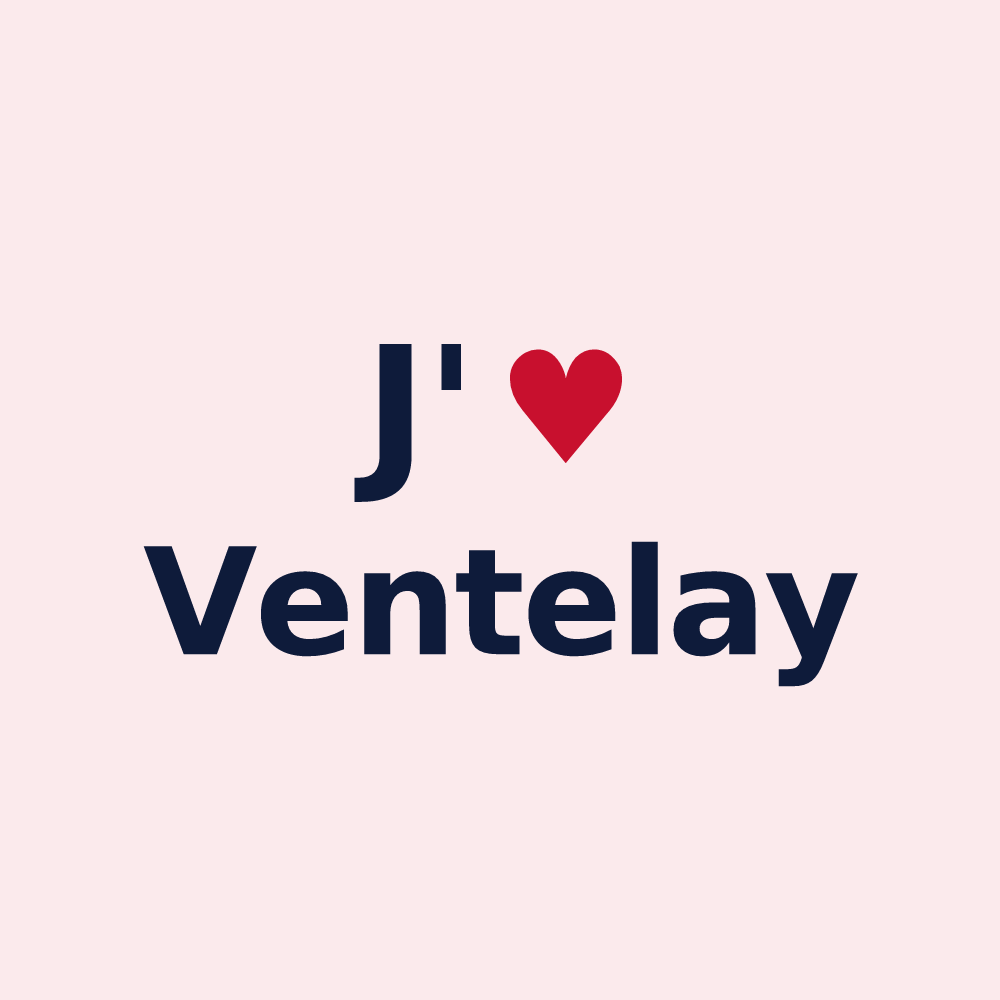 Magnet personnalisé Ventelay — design « J'aime Ventelay » imprimé sur le magnet